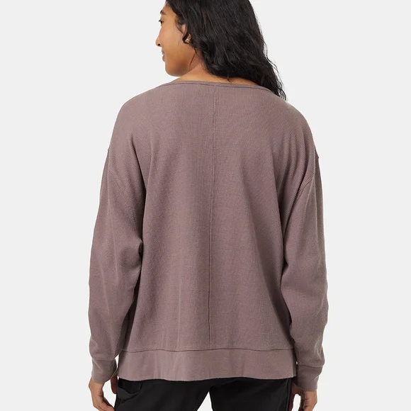 tentree Purple Waffle Knit V-Neck Sweater Relaxed Fit - Picture 2 of 3